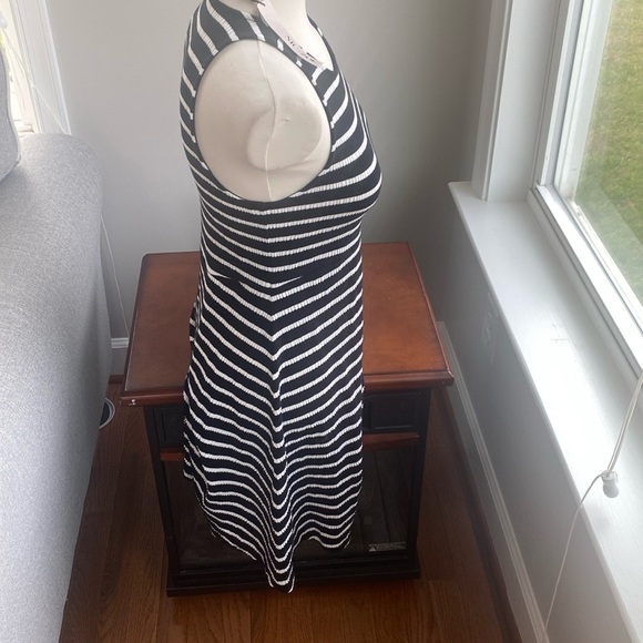 Nic & Zoe Late Sunset fit & flare black & white knit striped Dress XS NWT - Picture 3 of 9